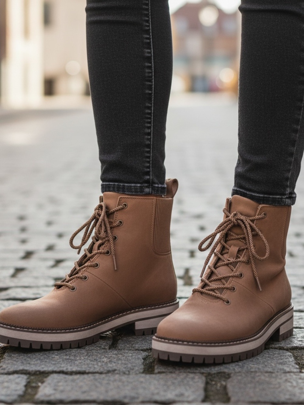 Tom’s Brown Lace-Up Women's Combat Boots - Sleek Everyday Style